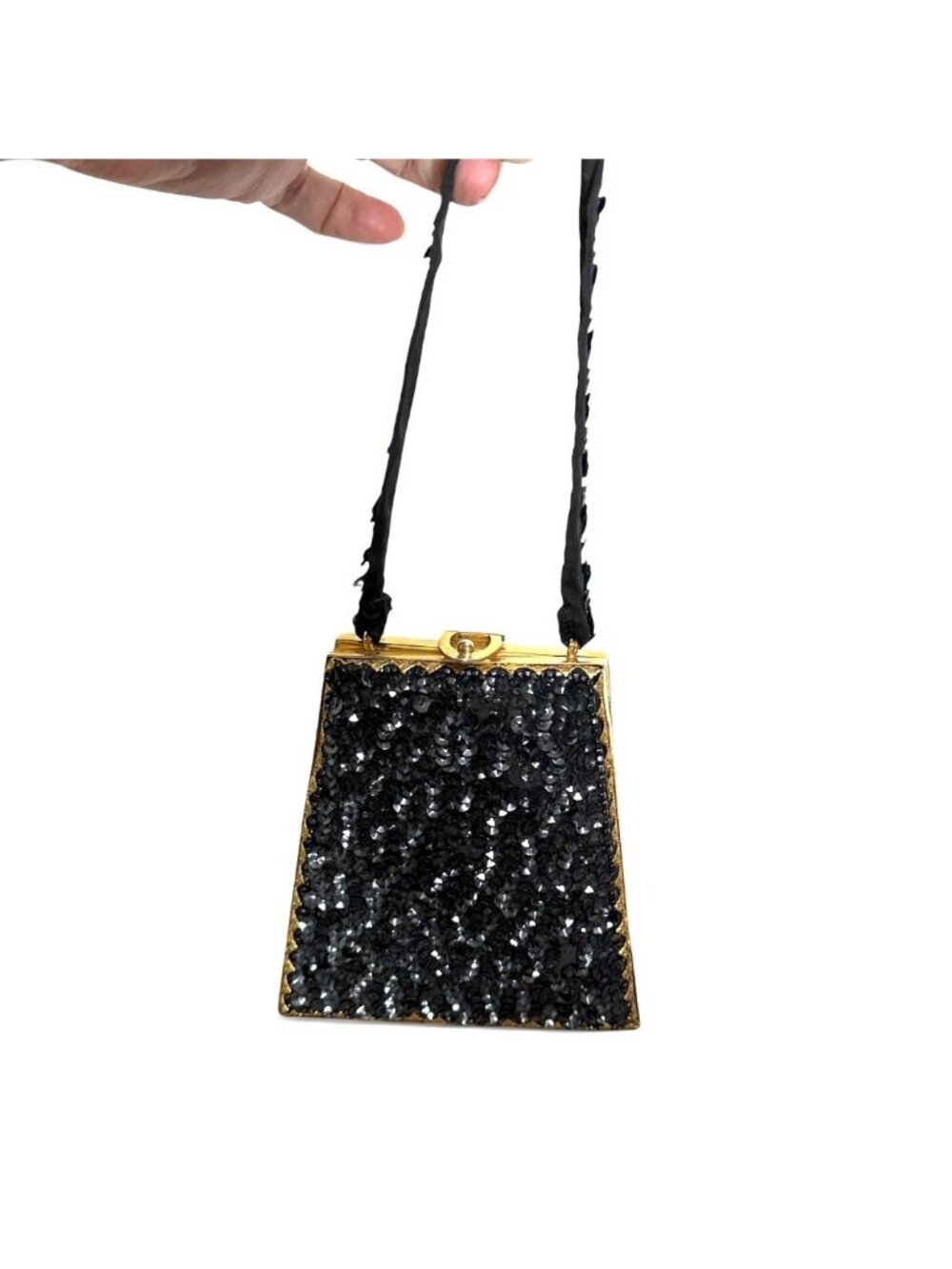 Vintage 1950s trapezoid Minaudiere carryall vanity purse